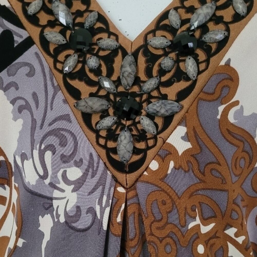 Vintage Y2K Hale Bob Silk Knit Dress M Purple Label Embellished Boho Luxe - Picture 2 of 8